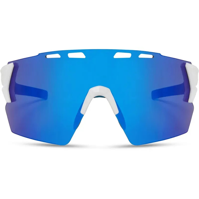 Madison Stealth Blue Mirror Lens Sunglasses in White