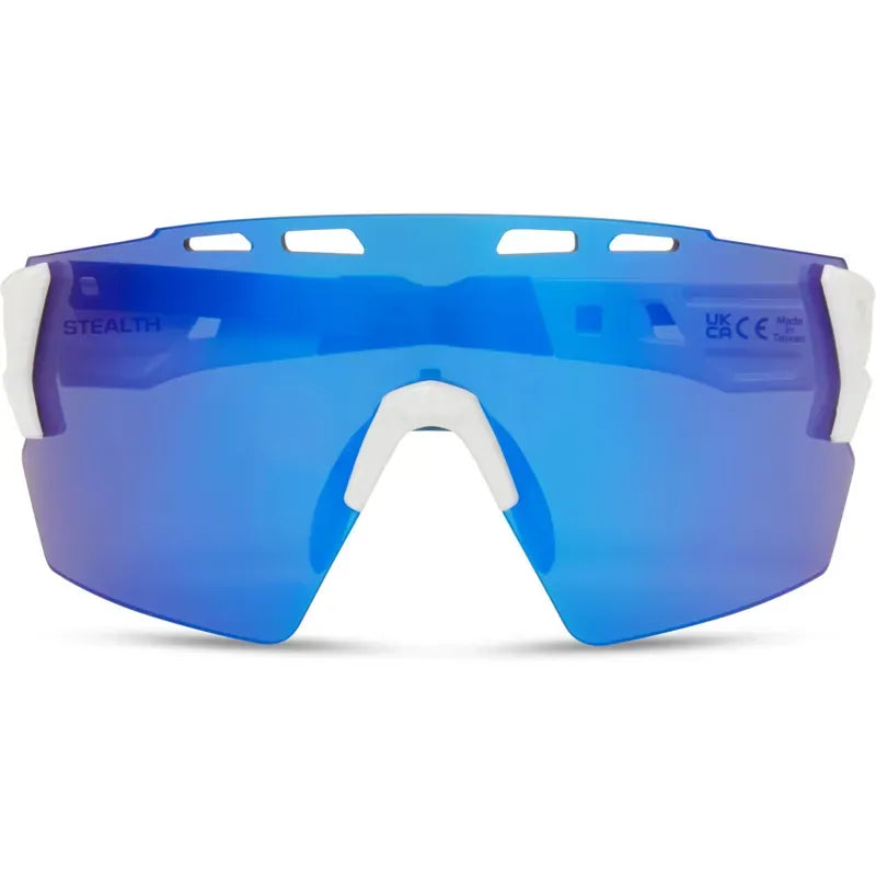 Madison Stealth Blue Mirror Lens Sunglasses in White